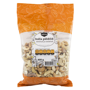 Hüva India pähklid 400g röstitud, soolatud