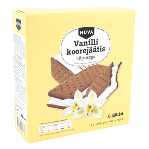 Hüva vanilli koorejäätis 6*110ml/56g küpsistega
