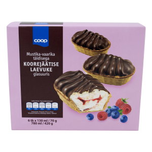 Coop Koorejäätis mustika-vaarika 6*130ml/70g laevuke