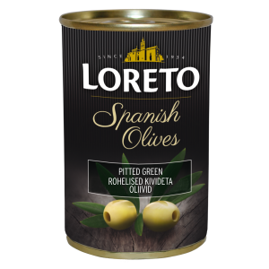 Rohelised oliivid kivideta, LORETO, 300 g bruto