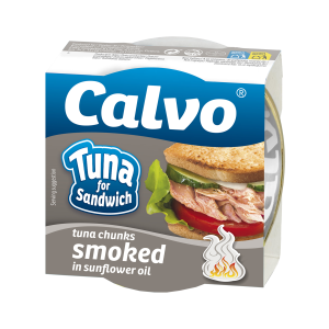 Calvo Tuunikalatükid päevalilleõlis 142g suitsutatud