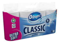 Ooops Classic Sensitive tualettpaber 3-kihti 8tk 100% tselluloos