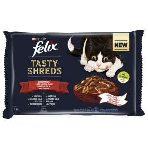 Felix Tasty Shreds kiisueine 4*80g lihavalik