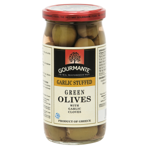 Gourmante rohelised oliivid 360g küüslauguga