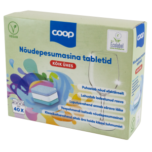 Coop nõudepesumasina tabletid kõik ühes 40tk