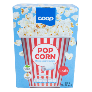 Coop mikropopcorn 3-pakk 270g soolaga