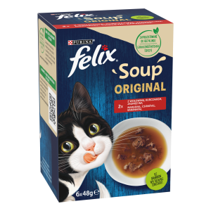 Täiendsööt. Kiisusupp Lihavalik kastmes (veis, kana, lammas)6x48g, FELIX,