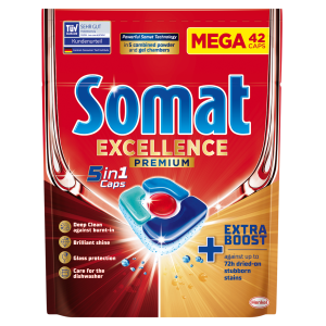 SOMAT 5 in1 Excellence Premium Nõudepesumasina tabletid 42tk
