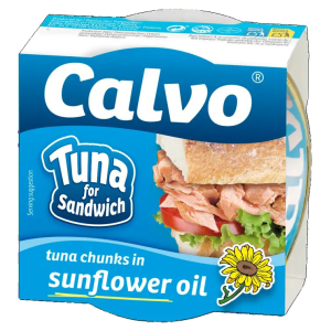 Tuunikalatükid päevalilleõlis, CALVO, 142 g