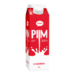 Tere piim 2.5% 1L D-vitamiiniga purepakk