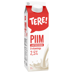 Piim 2.5% Tere 1L D-vitamiiniga laktoosivaba pure