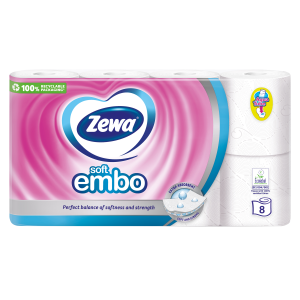 Zewa Soft Embo tualettpaber 8tk valge