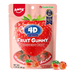 Amos kummikomm 4D 65g maasika