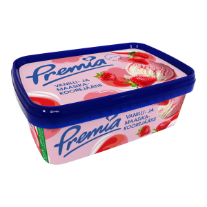Premia vanilli-maasikakoorejäätis 500g