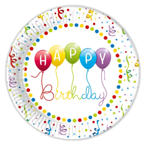 Procos taldrik Happy Birthday 23cm 8tk