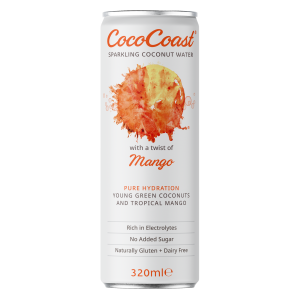 CocoCoast gas-tud kookosvesi 0.32L mango
